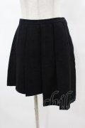 BPN / ジャガードウールアシメプリーツスカート  黒 H-25-06-24-1023-GO-SK-KB-ZH