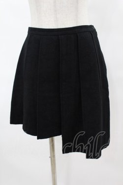 画像1: BPN / ジャガードウールアシメプリーツスカート  黒 H-25-06-24-1023-GO-SK-KB-ZH