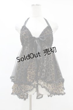 画像1: SEXY DYNAMITE LONDON / レオパードベビードール  黒 H-25-06-24-1024-PU-TO-KB-ZH
