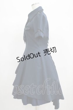 画像2: ATELIER BOZ / クロアートスカート付きワンピース  紺×紺 H-25-06-24-001-EL-OP-KB-ZH