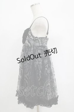 画像2: SEX POT ReVeNGe / パイソンプリントベビードール  黒 H-25-06-24-005-SP-TO-KB-ZH