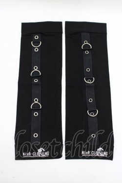 画像1: NieR Clothing / ロゴプリントアームカバー  黒 H-25-06-24-060-PU-ZA-KB-ZH