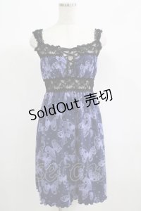 h.Jelly HONEY / レース切替プリントワンピース  ネイビー H-25-06-24-006-HN-OP-KB-ZH