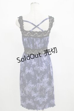 画像3: h.Jelly HONEY / レース切替プリントワンピース  ネイビー H-25-06-24-006-HN-OP-KB-ZH