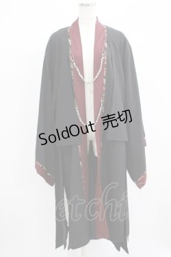 画像1: Ozz oneste / ジャガード切替着物羽織  黒 H-25-06-24-014-OO-JA-KB-ZT267