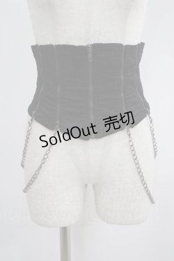 画像1: BPN / チェーンZIPショートコルセット  黒 H-25-06-24-020-GO-ZA-KB-ZH
