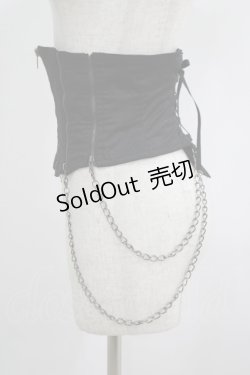 画像2: BPN / チェーンZIPショートコルセット  黒 H-25-06-24-020-GO-ZA-KB-ZH