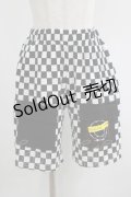 HELL CAT PUNKS / ブロックチェックショートパンツ  白×黒 H-25-06-24-021-PU-PA-KB-ZH