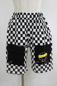HELL CAT PUNKS / ブロックチェックショートパンツ  白×黒 H-25-06-24-021-PU-PA-KB-ZH