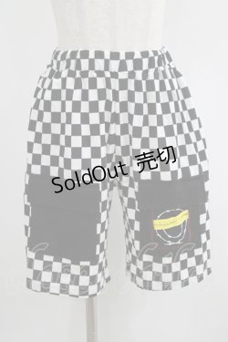 画像1: HELL CAT PUNKS / ブロックチェックショートパンツ  白×黒 H-25-06-24-021-PU-PA-KB-ZH