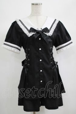 画像1: NieR Clothing / セーラー襟セットアップ F 黒 H-25-06-24-022-PU-OP-KB-ZH