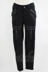 Ozz Croce / レイヤード風ZIPデザインパンツ  黒 H-25-06-24-024-OO-PA-KB-ZH