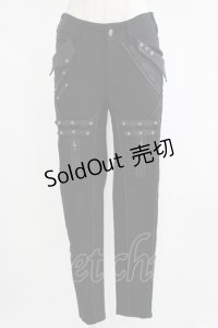 Ozz Croce / レイヤード風ZIPデザインパンツ  黒 H-25-06-24-024-OO-PA-KB-ZH