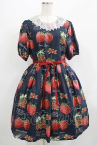 Leur Getter / Strawberry Garden袖付きワンピース  ネイビー H-25-06-25-005-LU-OP-KB-ZH