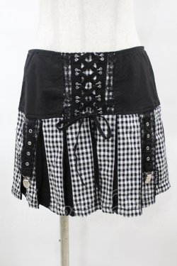 画像1: TRIPP NYC / BO PEEP PLEATED GARTER SKIRT S 黒×白 H-25-06-25-1041-0-SK-KB-ZH