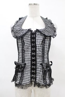 画像1: TRIPP NYC / BO PEEP HALTER CORSET S 黒×白 H-25-06-25-1043-0-TO-KB-ZH