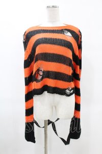 KILL STAR / Creep N Sleep Knit Sweater M 黒×オレンジ H-25-06-25-1047-SL-TO-KB-ZH