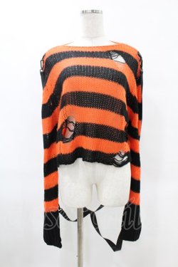 画像1: KILL STAR / Creep N Sleep Knit Sweater M 黒×オレンジ H-25-06-25-1047-SL-TO-KB-ZH