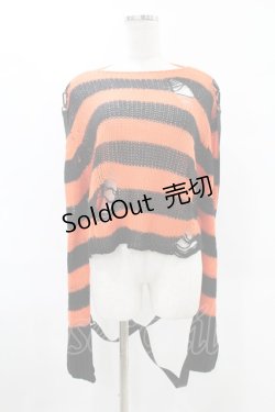 画像1: KILL STAR / Creep N Sleep Knit Sweater M 黒×オレンジ H-25-06-25-1047-SL-TO-KB-ZH