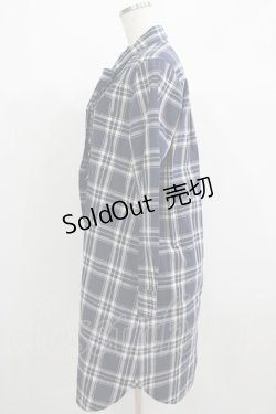 画像2: Jane Marple / フリルチェックシャツワンピース  ネイビー H-25-06-25-058-JM-OP-KB-ZH