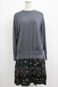 Jane Marple Dans Le Salon / Knit&Playing cards collaborationドレス M ミックスグレー×ブラック H-25-06-25-061-JM-OP-KB-ZH