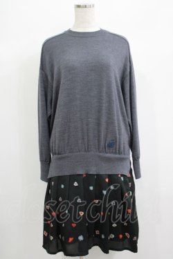 画像1: Jane Marple Dans Le Salon / Knit&Playing cards collaborationドレス M ミックスグレー×ブラック H-25-06-25-061-JM-OP-KB-ZH