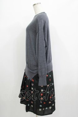 画像2: Jane Marple Dans Le Salon / Knit&Playing cards collaborationドレス M ミックスグレー×ブラック H-25-06-25-061-JM-OP-KB-ZH