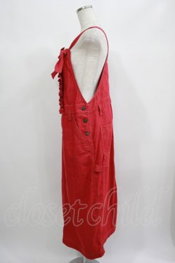 画像2: Jane Marple / Frill-trim denim salopette skirt M レッド H-25-06-25-066-JM-SK-KB-ZH
