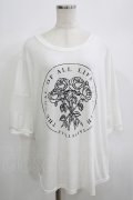 HELL CAT PUNKS / ローズプリントメッシュ切替カットソー  白 H-25-06-25-073-PU-TO-KB-ZH