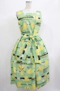 Jane Marple / Jolies broderies square dress  citron green H-25-06-25-017-JM-OP-KB-ZH