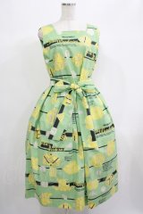 Jane Marple / Jolies broderies square dress  citron green H-25-06-25-017-JM-OP-KB-ZH