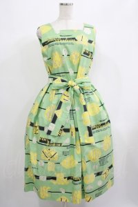 Jane Marple / Jolies broderies square dress  citron green H-25-06-25-017-JM-OP-KB-ZH