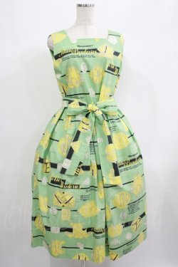 画像1: Jane Marple / Jolies broderies square dress  citron green H-25-06-25-017-JM-OP-KB-ZH