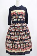 Jane Marple / Strawberry label scarfのタブリエドレス  ネイビー H-25-06-25-022-JM-OP-KB-ZH