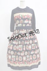 Jane Marple / Strawberry label scarfのタブリエドレス  ネイビー H-25-06-25-022-JM-OP-KB-ZH