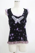 h.Jelly HONEY / 蝶レースノースリーブカットソー  黒 H-25-06-26-048-HN-TO-KB-ZH