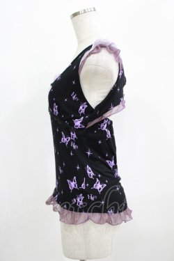画像2: h.Jelly HONEY / 蝶レースノースリーブカットソー  黒 H-25-06-26-048-HN-TO-KB-ZH