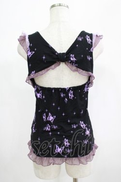 画像3: h.Jelly HONEY / 蝶レースノースリーブカットソー  黒 H-25-06-26-048-HN-TO-KB-ZH