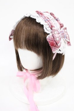 画像1: Angelic Pretty / おしゃまフリルヘッドドレス（タータン）  ピンク H-25-06-26-1001-AP-AC-NS-ZH