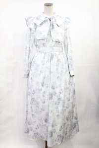 An MILLE / 花柄リボンロングワンピース Free オフ/ブルー H-25-06-26-1034-EL-OP-NS-ZH