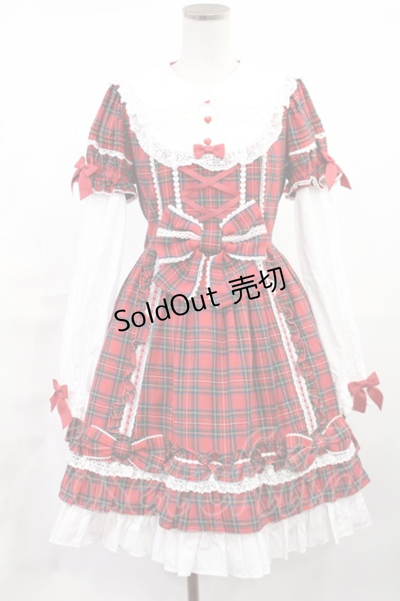 画像1: Angelic Pretty / Dolly Girl付け袖ワンピース(タータン) Free レッド H-25-06-26-1040-AP-OP-NS-ZH (1)