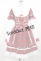 Angelic Pretty / Dolly Girl付け袖ワンピース(タータン) Free レッド H-25-06-26-1040-AP-OP-NS-ZH