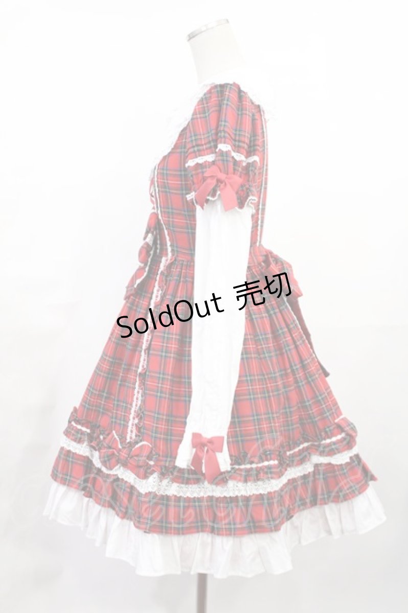 画像2: Angelic Pretty / Dolly Girl付け袖ワンピース(タータン) Free レッド H-25-06-26-1040-AP-OP-NS-ZH (2)