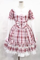 画像1: Angelic Pretty / Dolly Girl付け袖ワンピース(タータン) Free ピンク H-25-06-26-1041-AP-OP-NS-ZH (1)