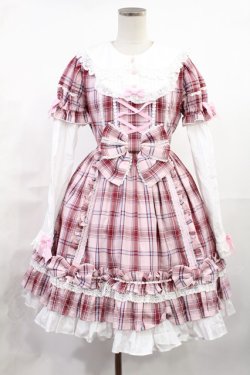 画像1: Angelic Pretty / Dolly Girl付け袖ワンピース(タータン) Free ピンク H-25-06-26-1041-AP-OP-NS-ZH