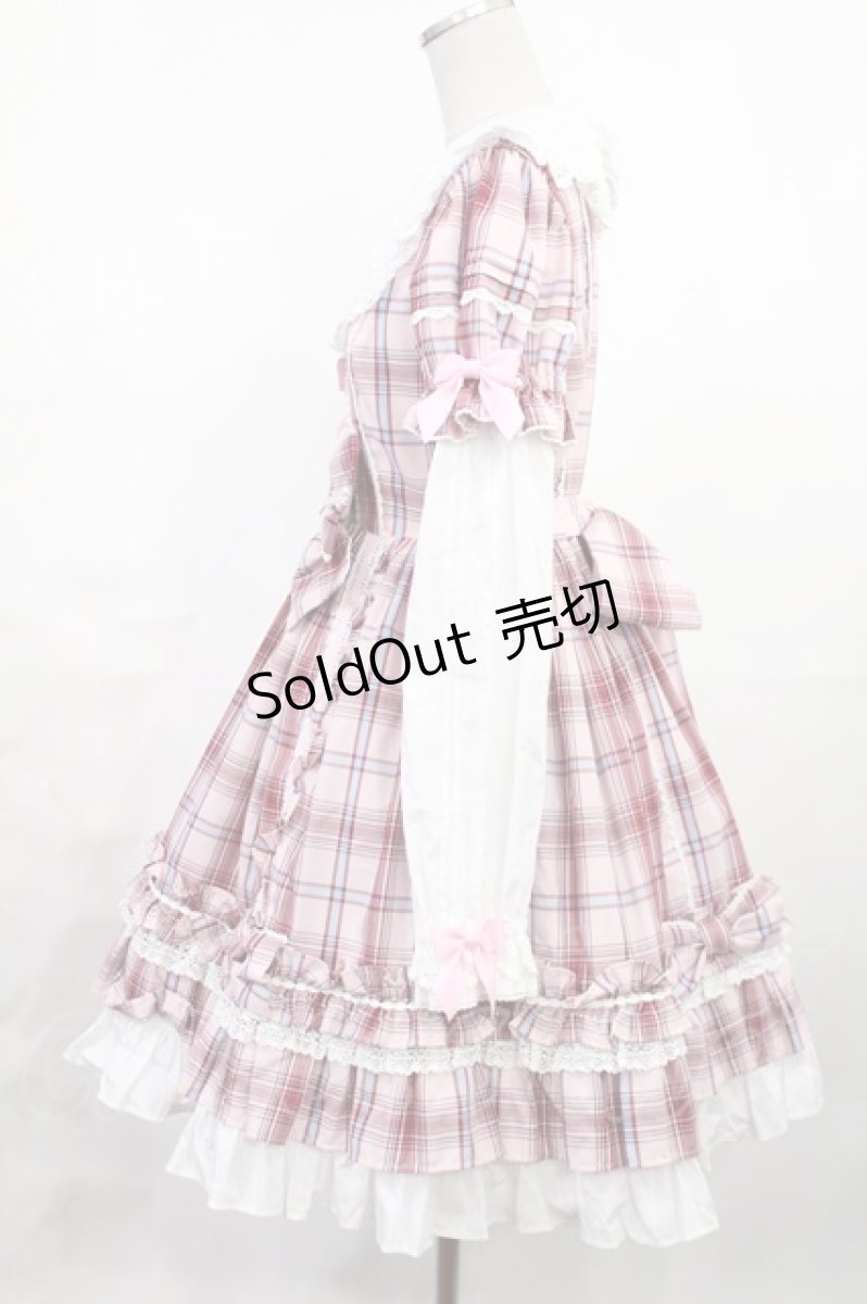 画像2: Angelic Pretty / Dolly Girl付け袖ワンピース(タータン) Free ピンク H-25-06-26-1041-AP-OP-NS-ZH (2)