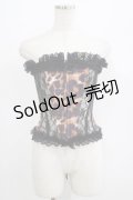 Dangerous nude / レオパードレース切替コルセット  茶 H-25-06-26-011-PU-ZA-KB-ZH
