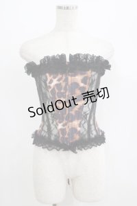 Dangerous nude / レオパードレース切替コルセット  茶 H-25-06-26-011-PU-ZA-KB-ZH