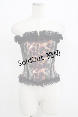 画像1: Dangerous nude / レオパードレース切替コルセット  茶 H-25-06-26-011-PU-ZA-KB-ZH
