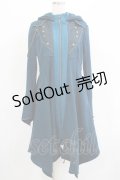 Ozz oneste / フード付き薔薇刺繍ロングジャケット  ターコイズ H-25-06-27-1024-OO-JA-KB-ZH